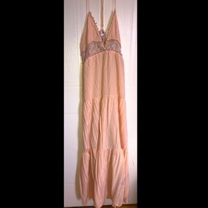 Baby pink summer long maxi dress